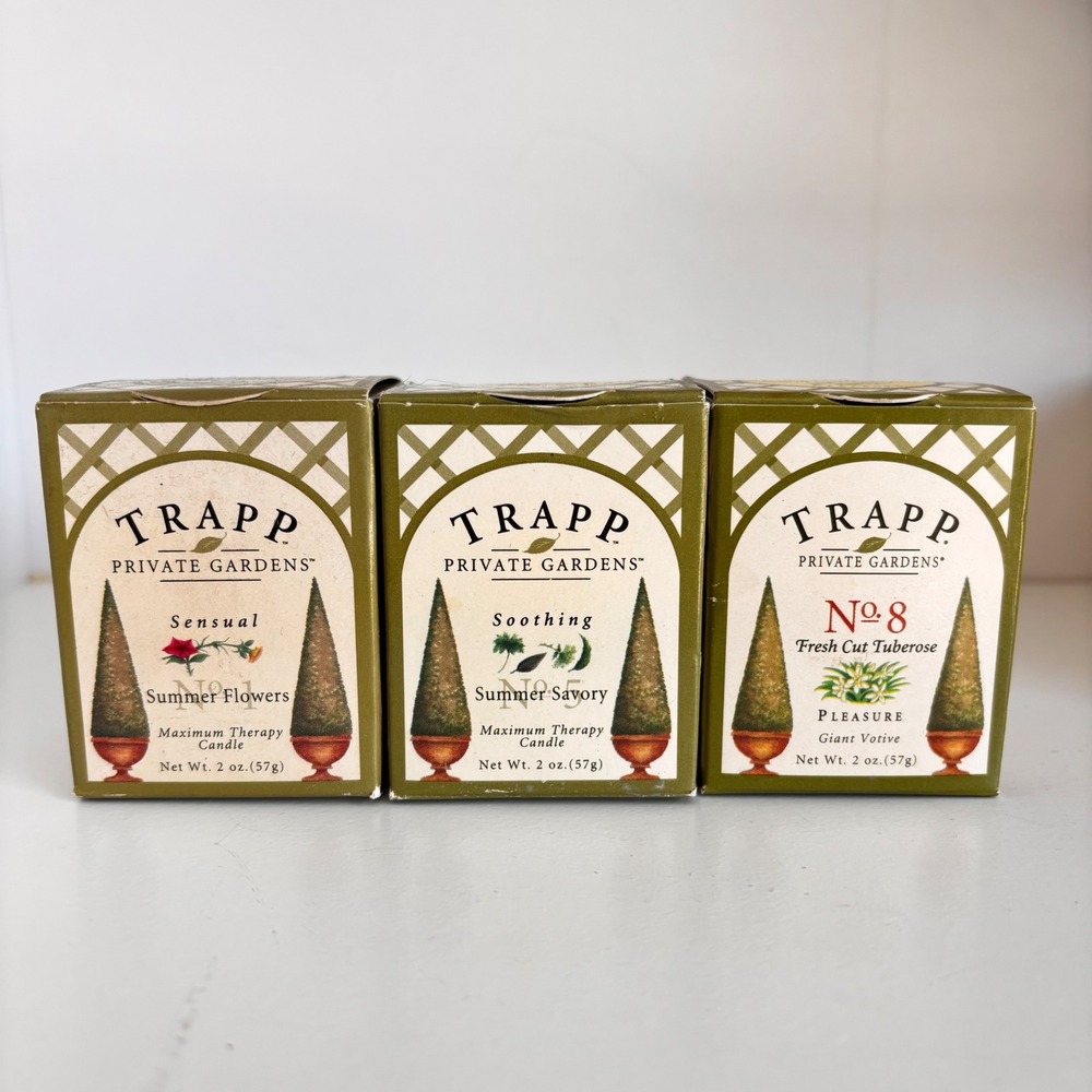 Crabtree & Evelyn Candles Trapp Private Gardens‎ Lot 3 No 1 No 5 No 8 New